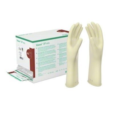 Vasco Eco OP Handschuhe, Gr. 6.5, puderfrei, Naturlatex, 40 Paare