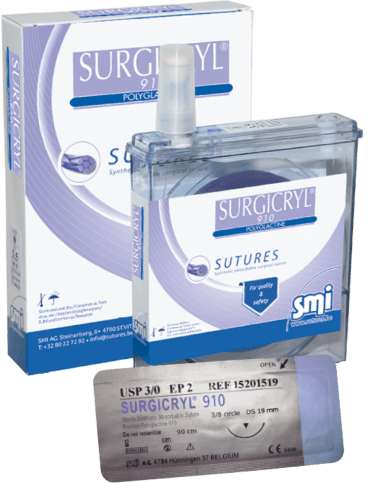 Surgicryl 910 SMI, 1, 1-2 rund, HR40mm, 90cm, violett, 12 Stk.